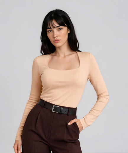 basic beige cotton blouse