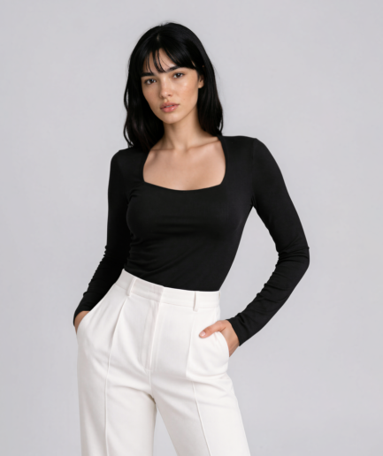 basic black cotton blouse