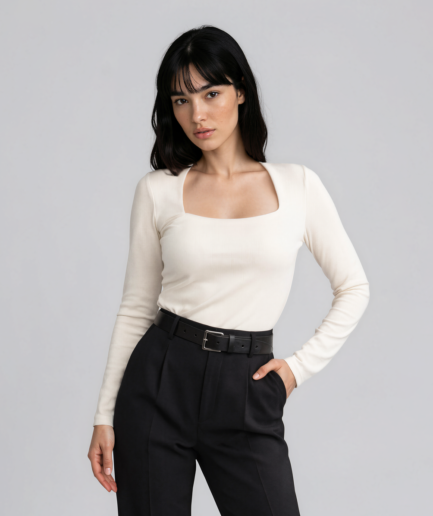 basic off white viscose blouse