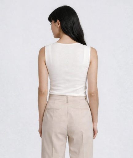 white viscose blouse no sleeves back
