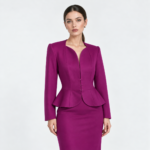 Warm purple peplum short blazer