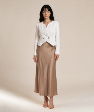ivory silk short blazer