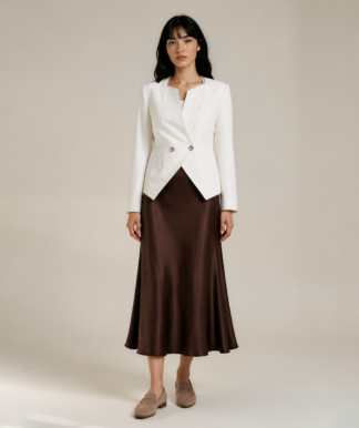 long ivory silk blazer