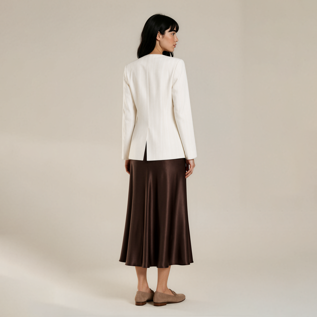 long ivory silk blazer back long ivory silk blazer
